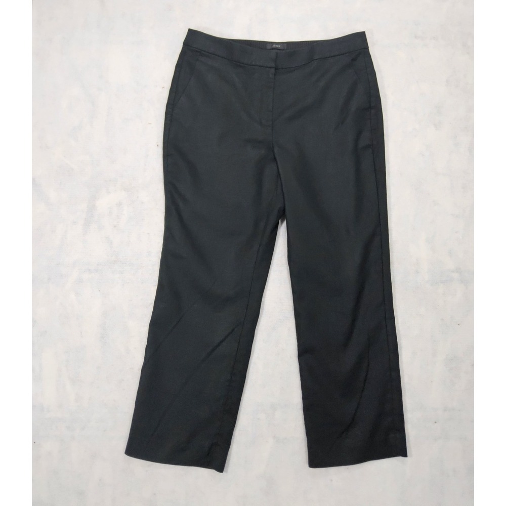 J Crew Pants Womens 14 Kate NEW Linen Dress Relax Straight Ankle Black High Rise